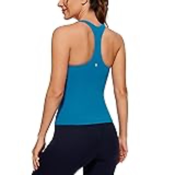 CRZ YOGA Crop Tank, Built in Bra, Teal, Size XS - Picture 3 of 3